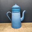 Antique blue enamelled teapot with filter