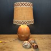 Pied de lampe boule en bois avec abat-jour Vintage