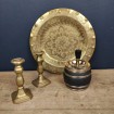 Pair of candle holders with small bronze candles