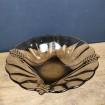 Vintage smoked glass salad bowl with "ears of corn" pattern
