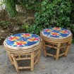 Pair of low bamboo stools (without rollers)