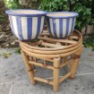 Pair of blue & white striped glazed pot holders