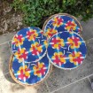 4 Blue rond 1960's Vintage Chair Pads