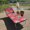 Vintage folding lounger with flowers