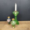 Old oil lamp for candlestick in green ouraline