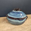 Round stoneware tureen with twisted handle