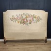Old silk headboard with flowers for a 140L bed