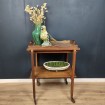 Antique wooden & glass table on wheels