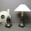 2 Lampes de chevet en métal noir et or avec abat-jours