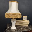 Small white opaline lamp with pink flowers and Vintage shade
