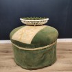 Large NAPOLEON III footstool with solid round wooden frame