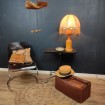 Large wooden ball lamp base & ART DECO beaded shade