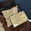 Vintage 1940's - 50's lady's bag in beige crocodile leather