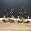 Large pair of ART DECO wrought iron sconces with green & gold patina 1930 - 1940