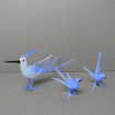 3 Oiseaux en verre bleu filé
