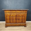 LOUIS PHILIPPE chest of drawers in flamed marquetry with grey marble St. Anne