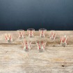 8 Shot glasses - Vintage 1970 red & white arrows