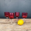 4 Verres à vin ruby en cristal de MURANO par NASON MORETTI