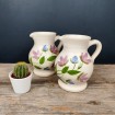 2 Vintage stoneware jugs with pink & blue flowers