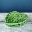 Green woven ceramic basket Heart shape