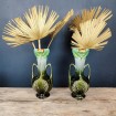 Pair of vases in barbotine with hazelnuts ART NOUVEAU