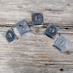 4 Antique Zinc Numbers & 1 Antique Zinc Letter for Furniture Stencils