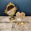 Antique gilded brass pivoting psyche mirror