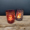 2 Double Heart & flowers hand-engraved photophores or glasses