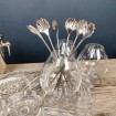 6 Long silver plated cocktail, ice or tea spoons Coquille