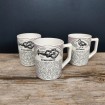 3 Mugs in SALINS porcelain with Woodcock, Hen, Crayfish & Snail