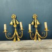 Pair of gilded metal sconces with flowers (to be electrified)