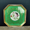 19th century PARIS green porcelain tray with flowers & gold