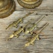 4 Decorative bronze knife or crocodile holders