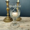 Antique engraved glass vase or candle jar