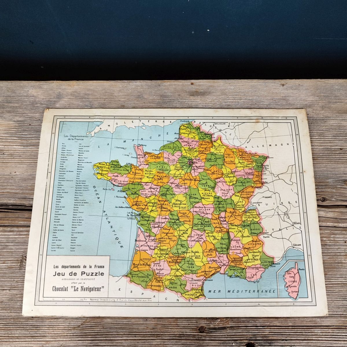Puzzle ancien Chocolat LE NAVIGATEUR Les Départements de la France - Le  palais des bricoles