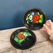 2 Carafe mats - small trays in sheet metal painted with RUSSIAN flowers
