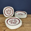 6 Vintage Italian pink & brown soup plates & 6 dessert plates