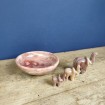 Coupelle & 3 Eléphants in pink veined marble