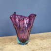 Vase mouchoir rose & bleu turquoise à la base MURANO Vintage
