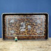 Very large lacquered wood tray - brown Far East