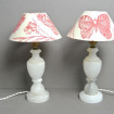 Pair of old alabaster lamps with lampshades
