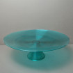 Huge bowl on foot in turquoise striated glass