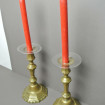 Pair of large bobbins made of thin and transparent glass