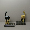2 Statuettes ART DECO "Biches" régule noir & or