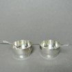2 CHRISTOFLE silver salt shakers & spoons Minerva
