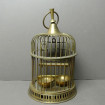Petite cage pour oiseau chanteur en laiton doré