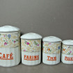 4 Pots Vintage marqués Café, Farine, Thé & Poivre