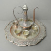 Teapot tray & 6 silver plated copper glasses Maghreb
