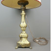 Old church candlestick in gilded metal & lamp mounted