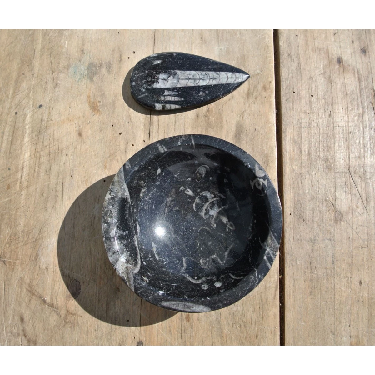 Mortier - coupelle et pointe pierre noire veiné blanc - Le palais